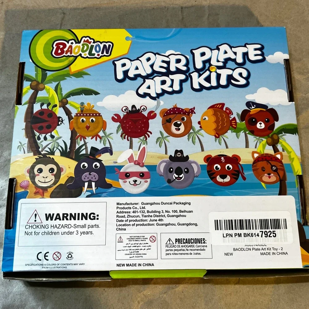 BAODLON 12Pcs Paper Plate Art Kit Multicolor Kids DIY Animal Craft Set Age 3+
